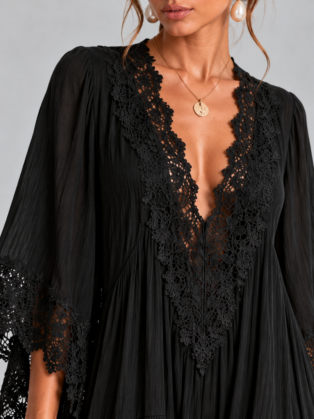 Elaine | Black Chiffon Dress
