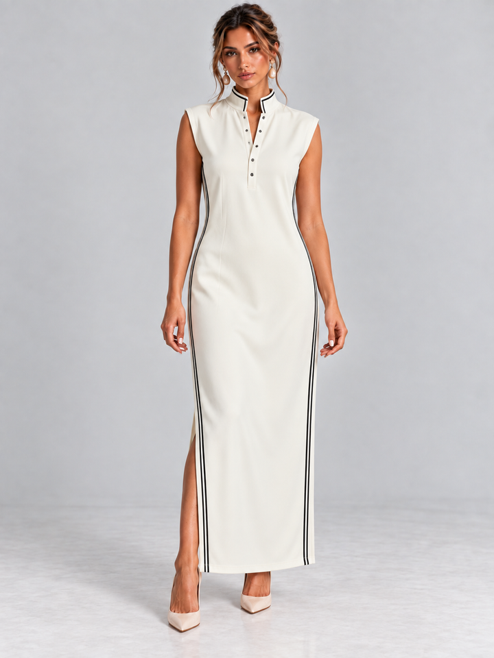 Claire | Elegant Maxi Dress with Flowing Cut and Modern Collar