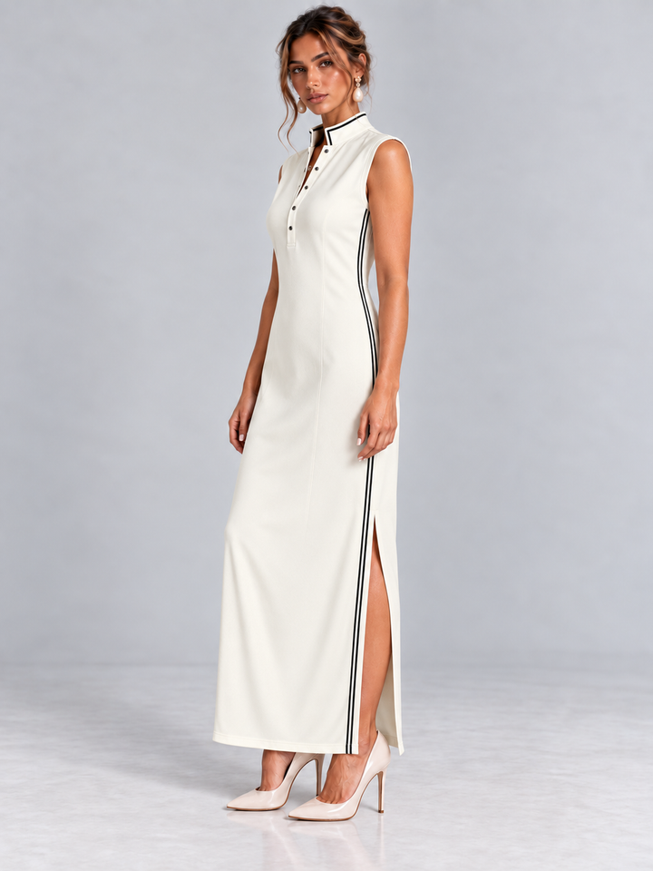Claire | Elegant Maxi Dress with Flowing Cut and Modern Collar