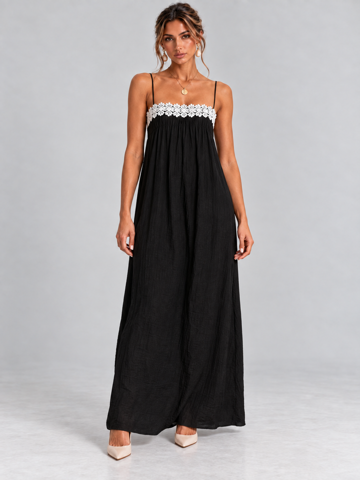 Amelia | Flowing Maxi Dress with Floral Lace
