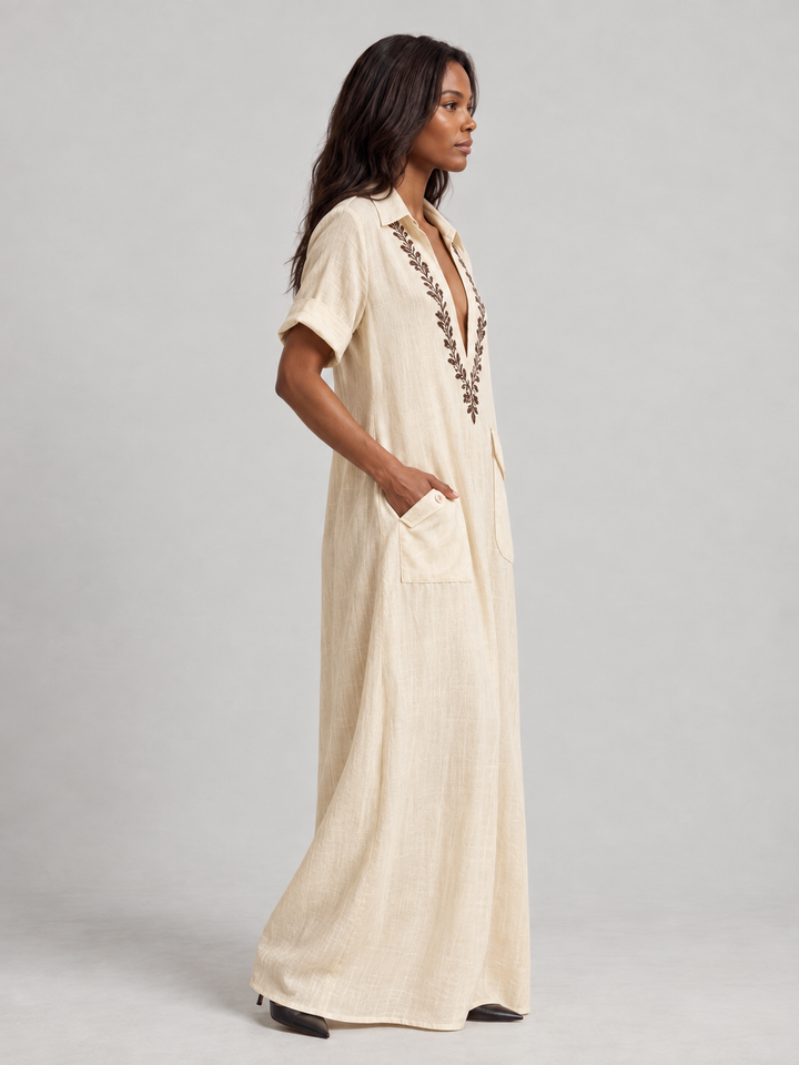 Camilla | Elegant Boho Maxi Dress with Embroidery and Flowing Fit
