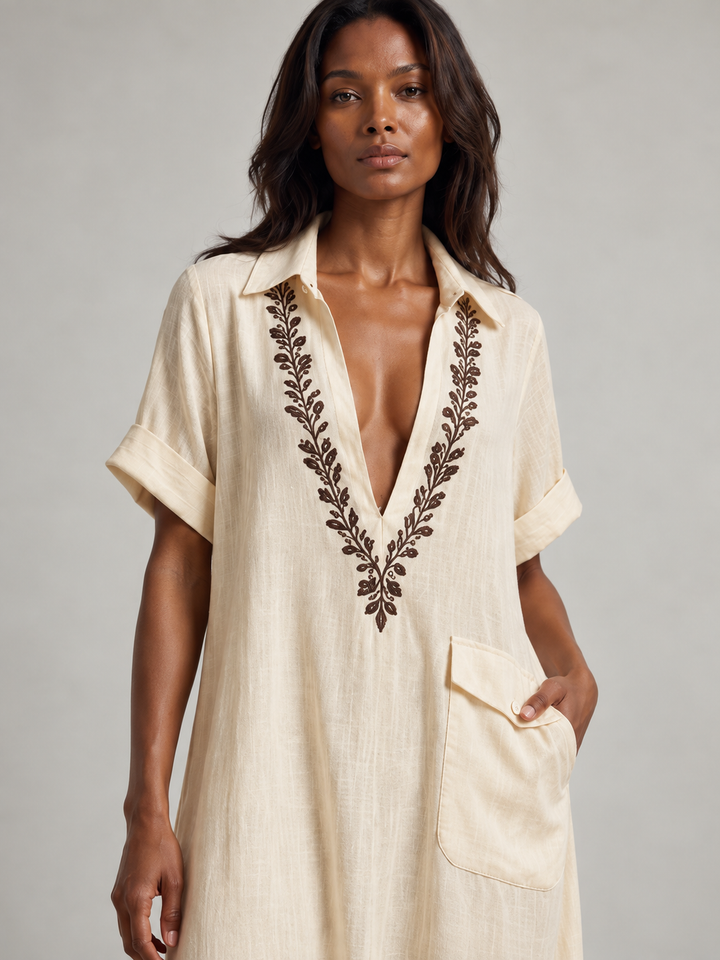 Camilla | Elegant Boho Maxi Dress with Embroidery and Flowing Fit