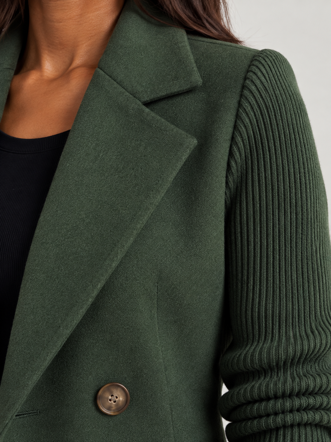 Clementine™ | Elegant Blazer with Knit Sleeves