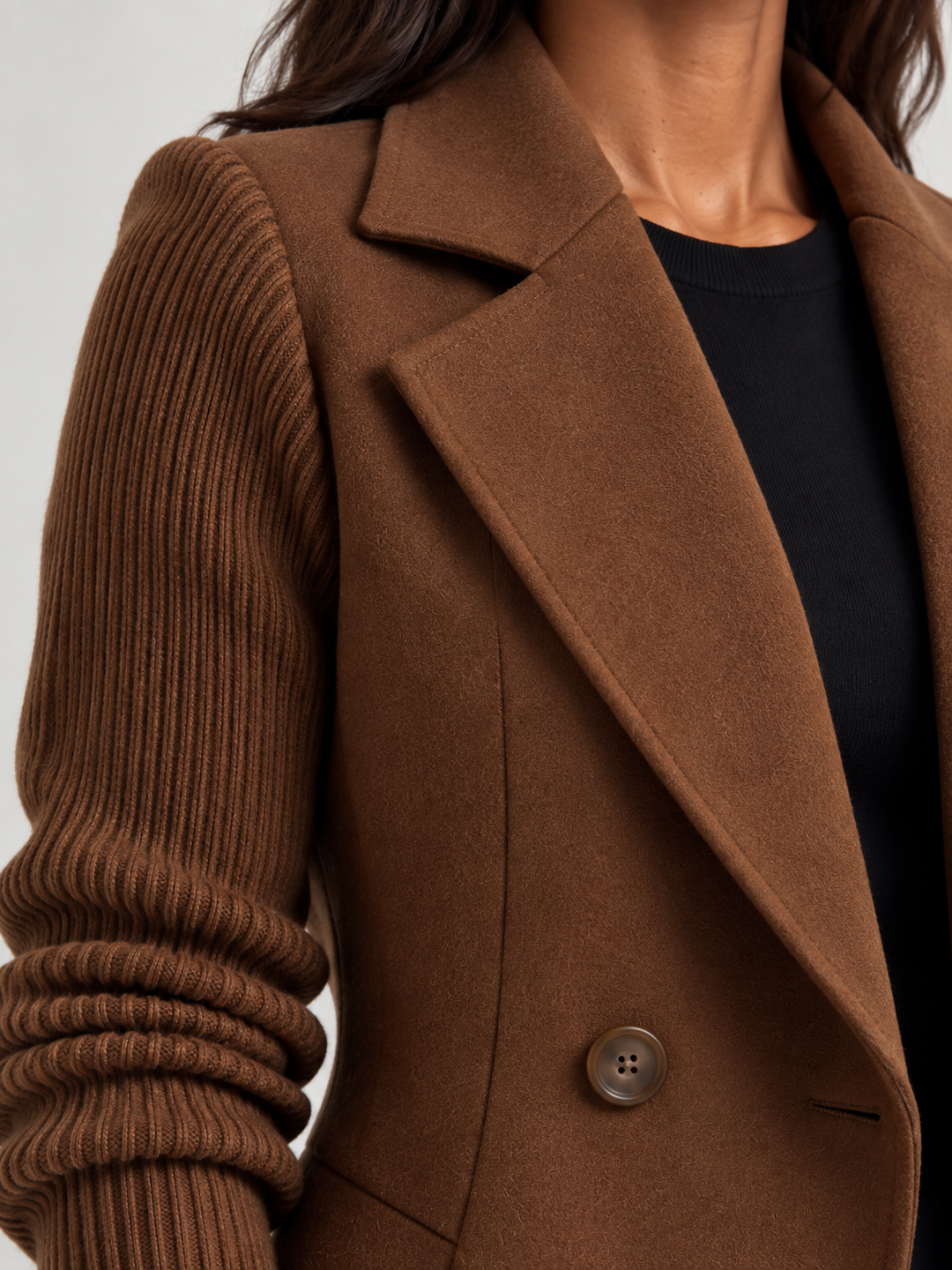 Clementine™ | Elegant Blazer with Knit Sleeves