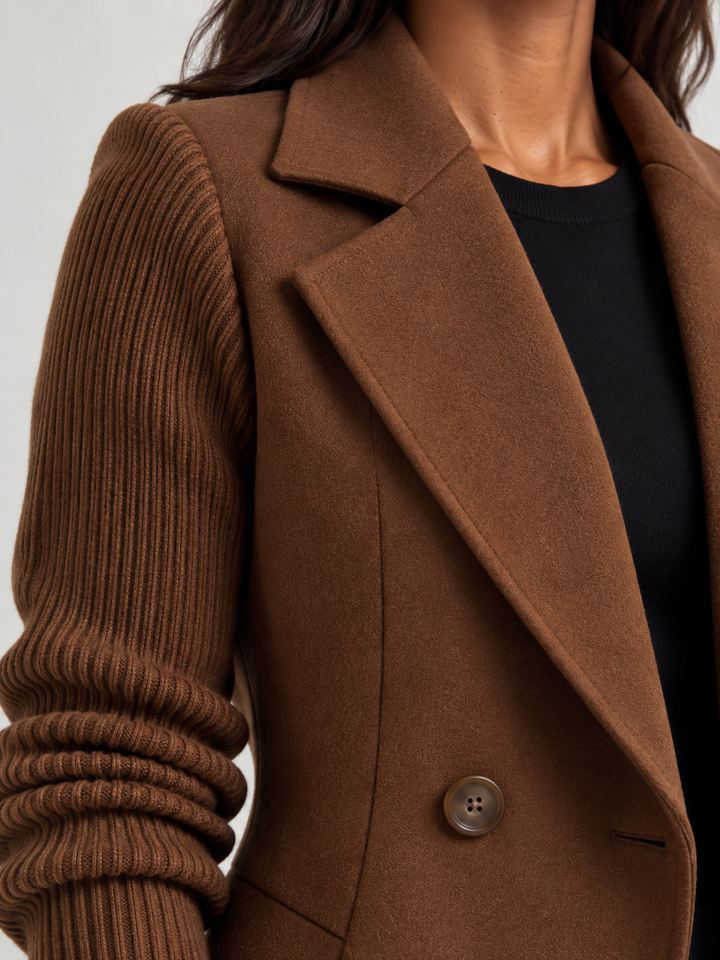 Clementine™ | Elegant Blazer with Knit Sleeves