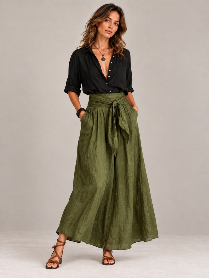 Leah | Elegant Flowing Co-ord Set with Maxi Skirt and Light Top
