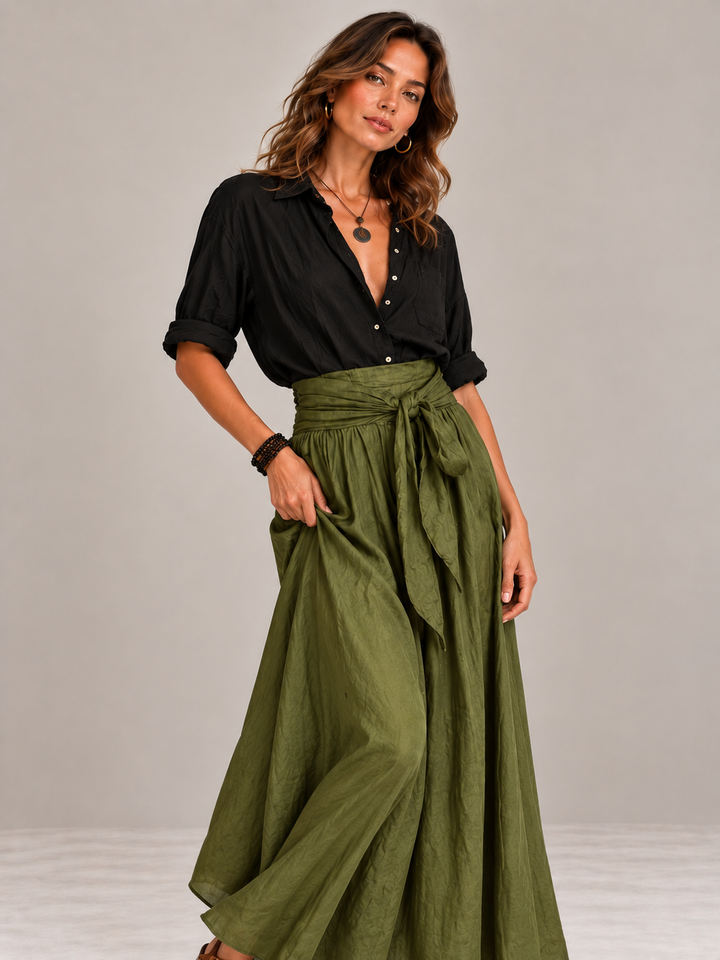 Leah | Elegant Flowing Co-ord Set with Maxi Skirt and Light Top