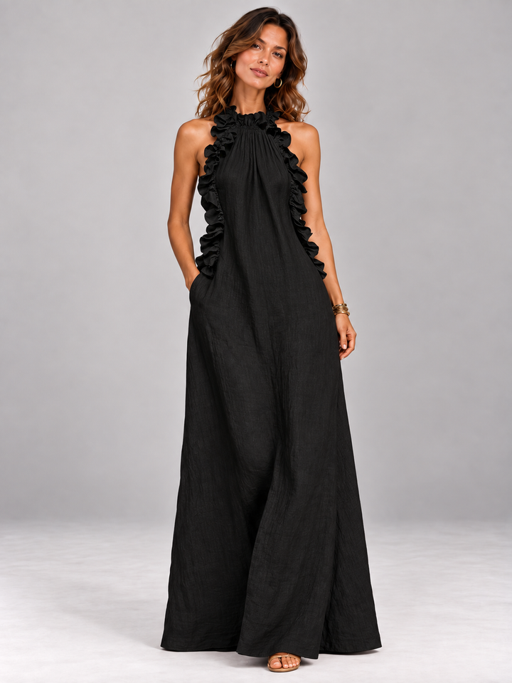 Chloe | Flowing Maxi Dress with Elegant Ruffled Collar