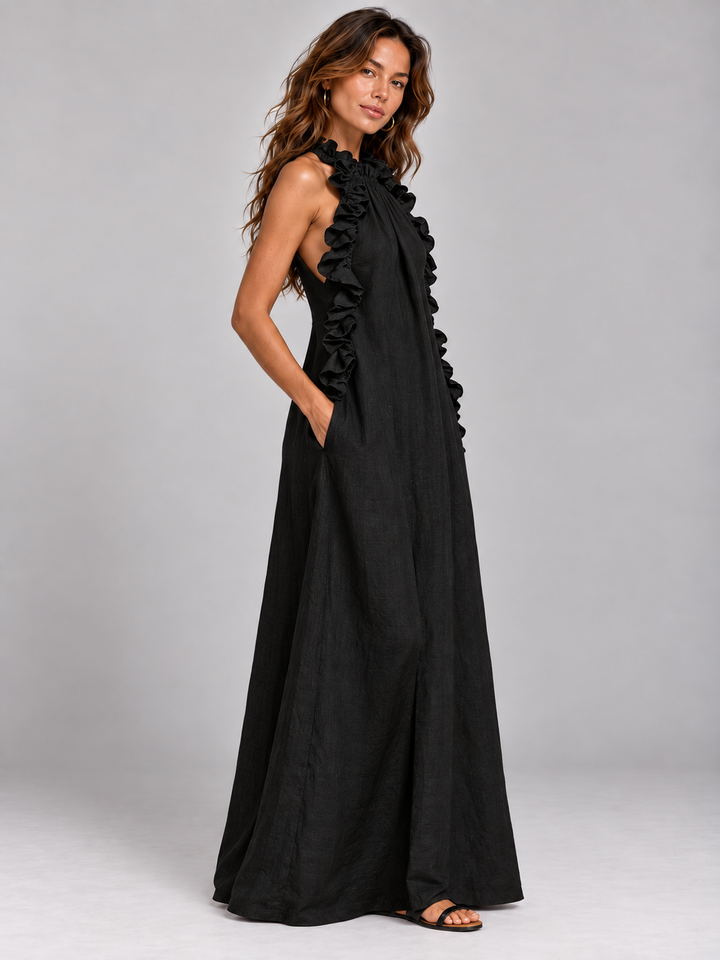Chloe | Flowing Maxi Dress with Elegant Ruffled Collar