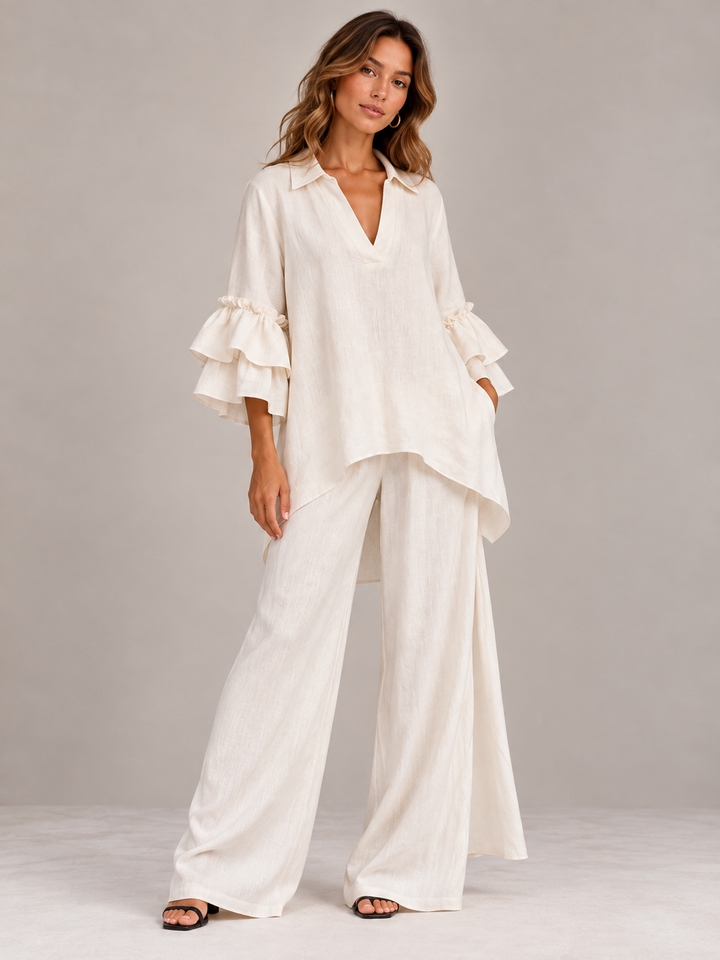 Lena | Flowing Set with Loose Top and Wide-Leg Trousers