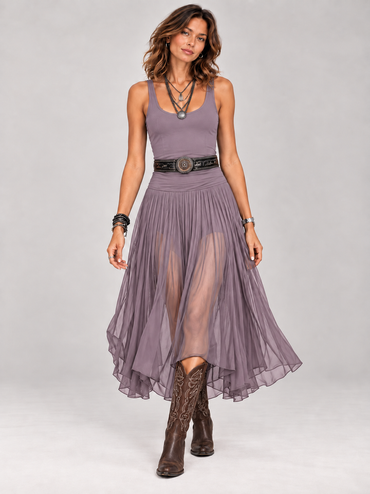 Chloe | Elegant Flowing Dress with Asymmetric Skirt and Boho-Chic Style