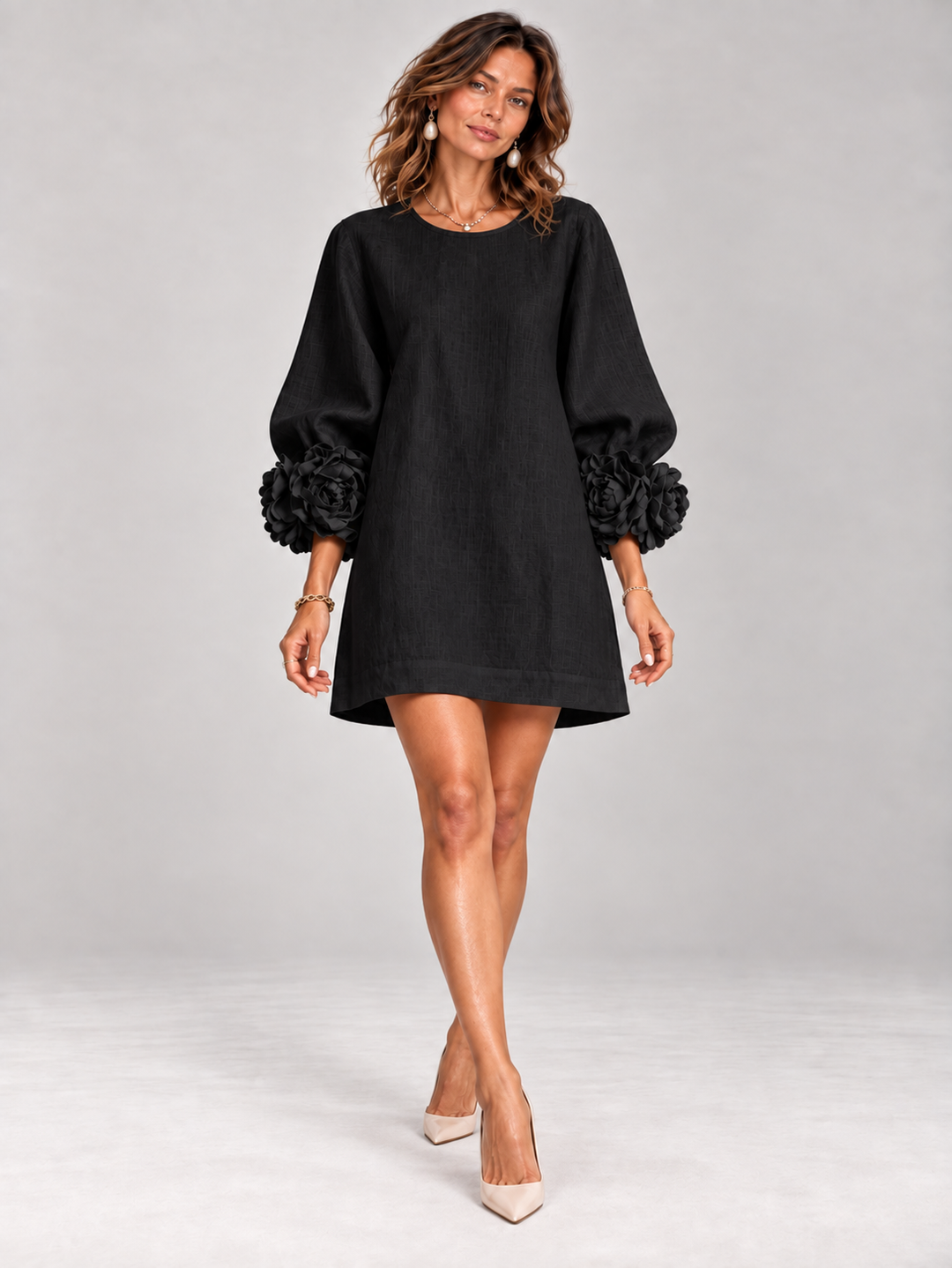 Eleanor™ | Elegant Short Dress with Floral Details