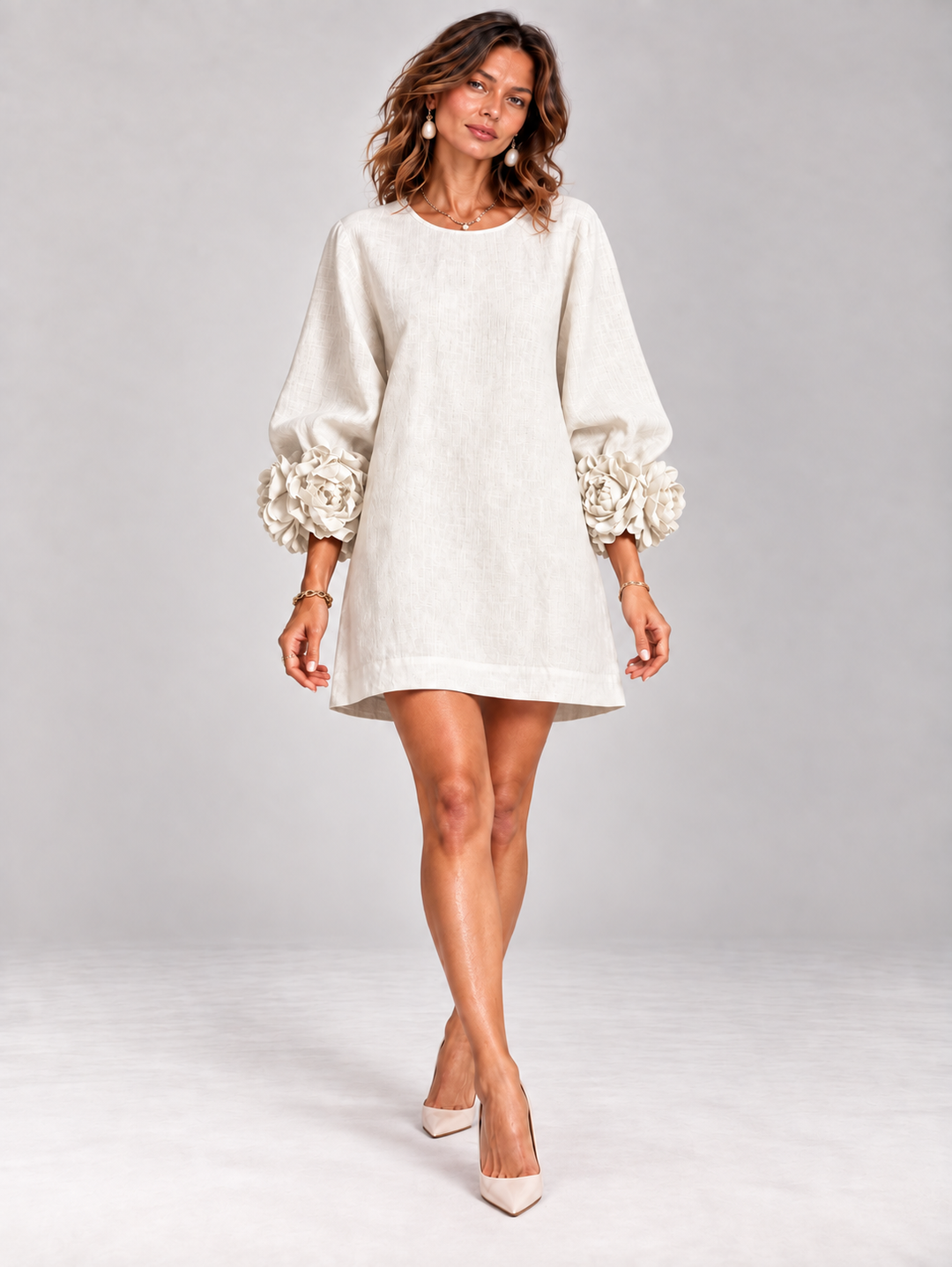 Eleanor™ | Elegant Short Dress with Floral Details
