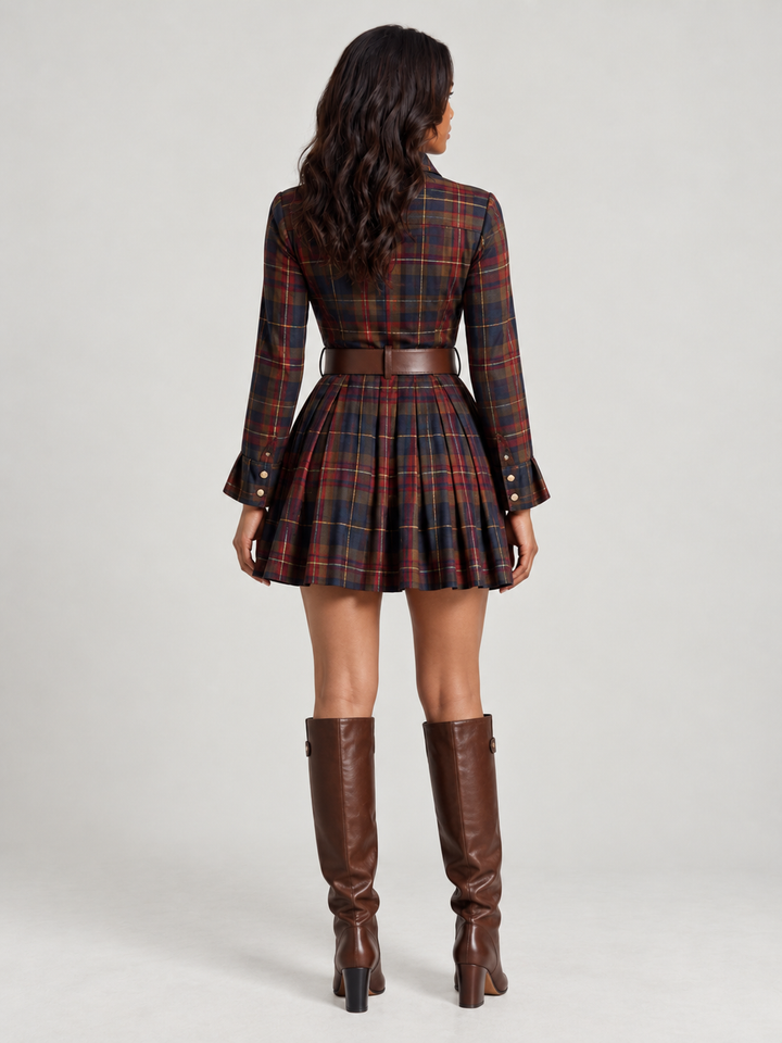 Melody™ | Checked Mini Dress with Belt