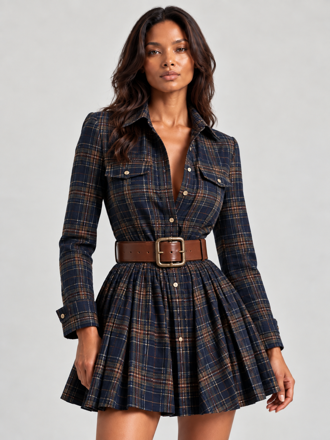 Melody™ | Checked Mini Dress with Belt