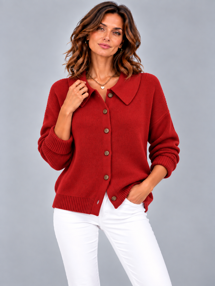 Vivian™ | Knit Cardigan with Shirt Collar