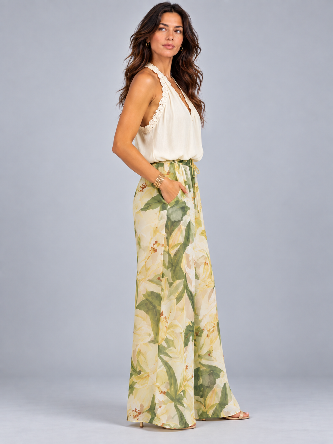 Leah | Flowing Summer Set with Printed Maxi Skirt and Light Top