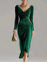 Elysara – Robe midi drapée élégante