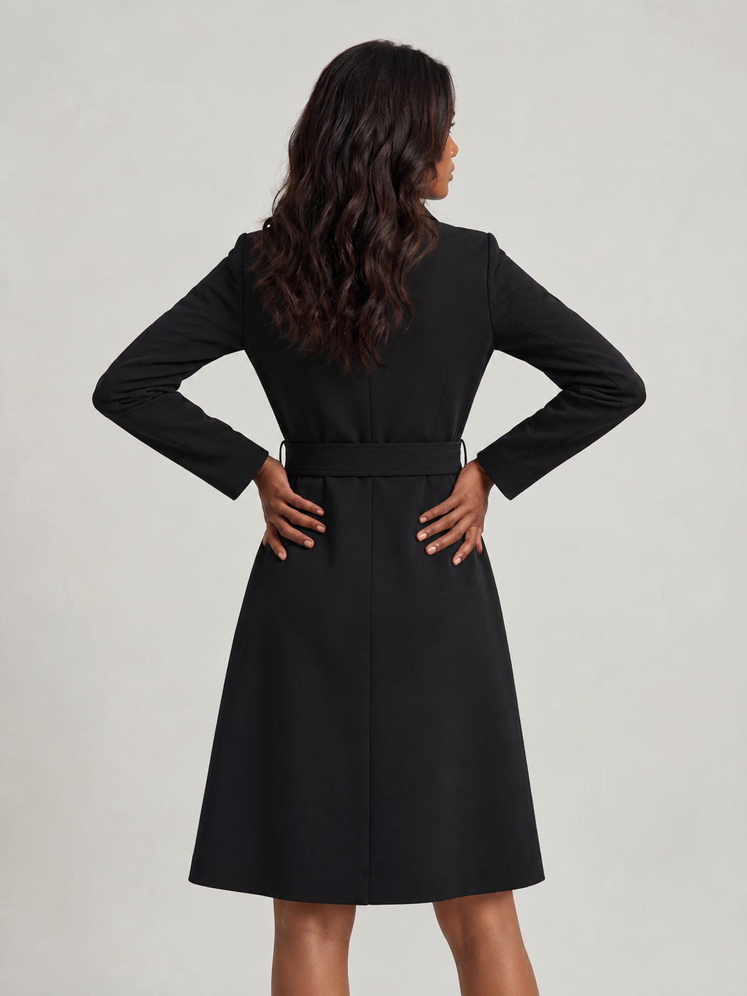 Elegant High-Neck Belted Dress