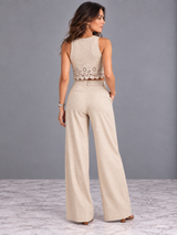 Léa | Ensemble élégant avec top détaillé et pantalon fluide taille haute