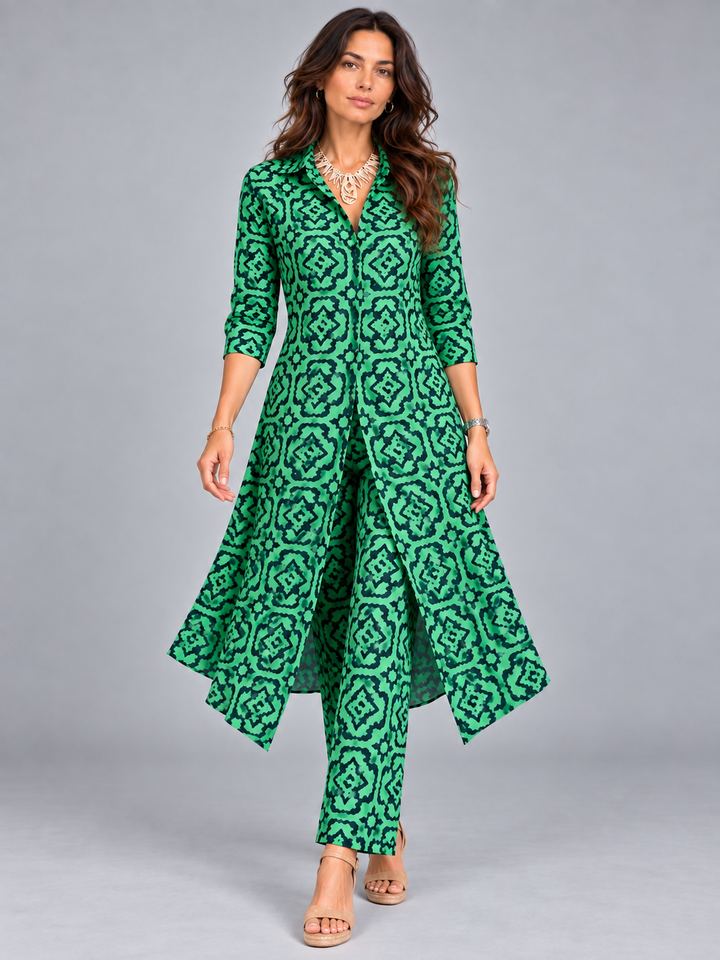 Laura | Elegant Printed Set with Flowing Tunic and Trousers