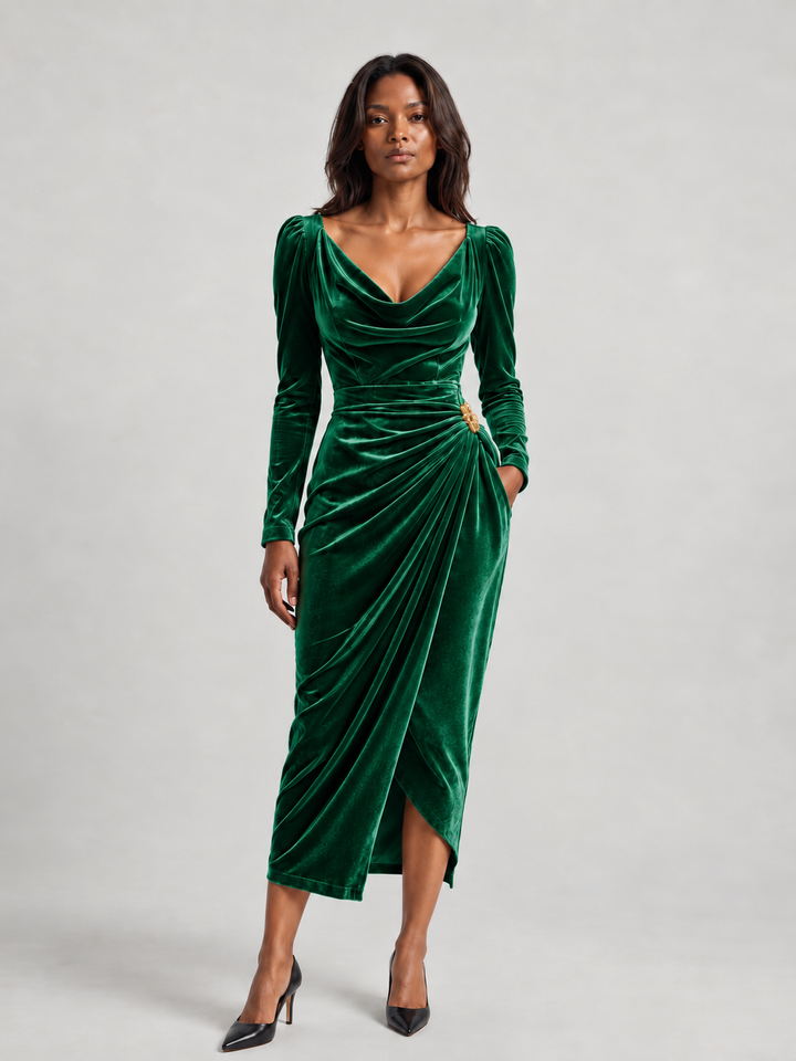Elsa | Elegant Draped Midi Dress