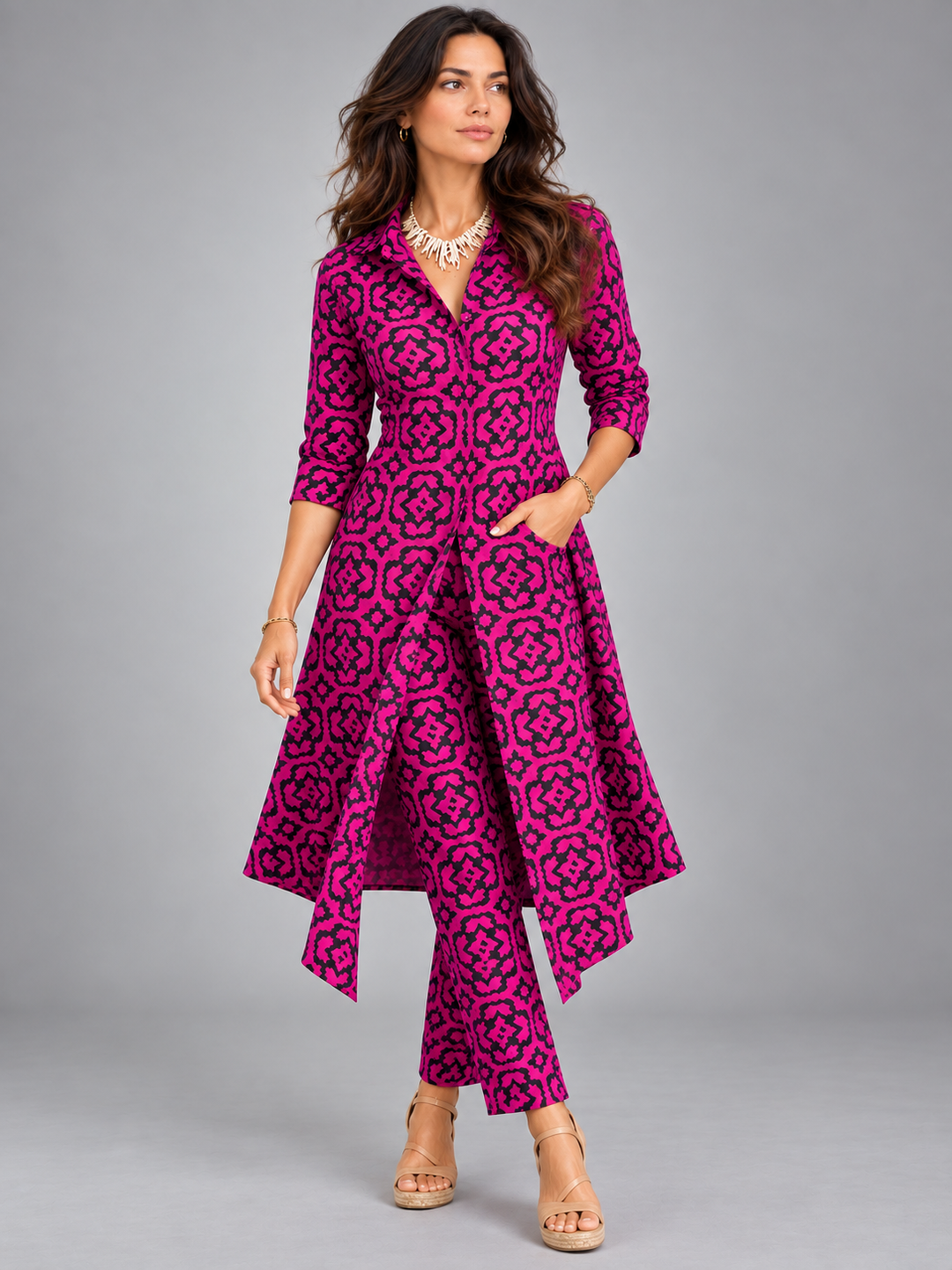 Laura | Elegant Printed Set with Flowing Tunic and Trousers