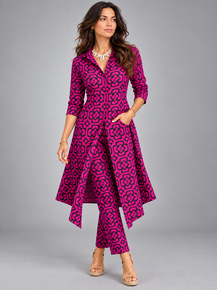 Laura | Elegant Printed Set with Flowing Tunic and Trousers