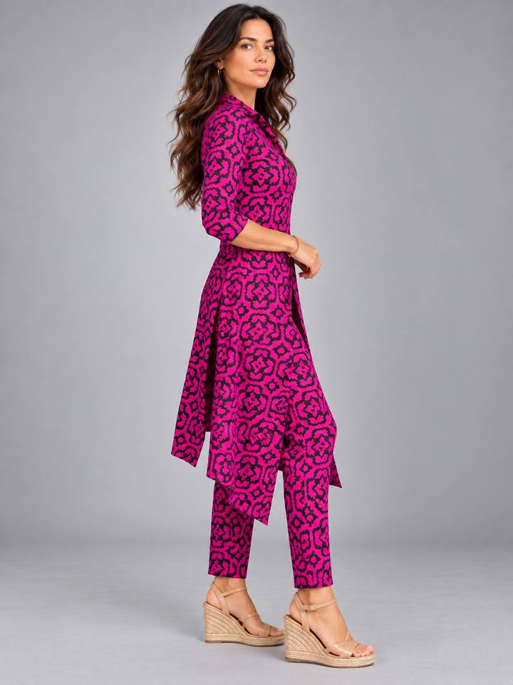 Laura | Elegant Printed Set with Flowing Tunic and Trousers