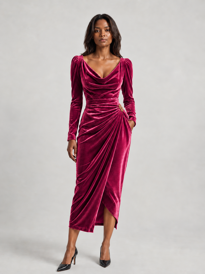 Elsa | Elegant Draped Midi Dress