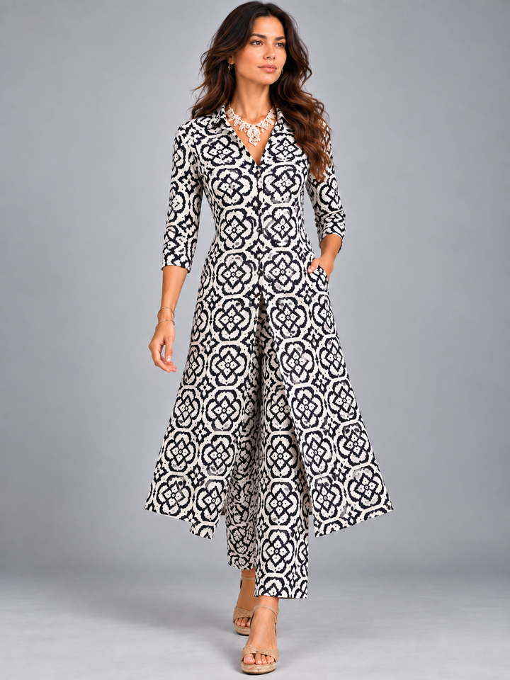 Laura | Elegant Printed Set with Flowing Tunic and Trousers