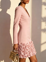 Amélie™ | Robe courte élégante à fleurs en relief
