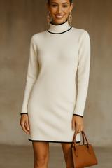 Robe Pull Élégante à Fines Côtes