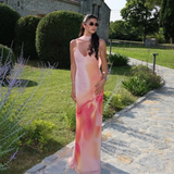 Solène™ | Abito lungo con schiena scoperta e drappeggio in raso