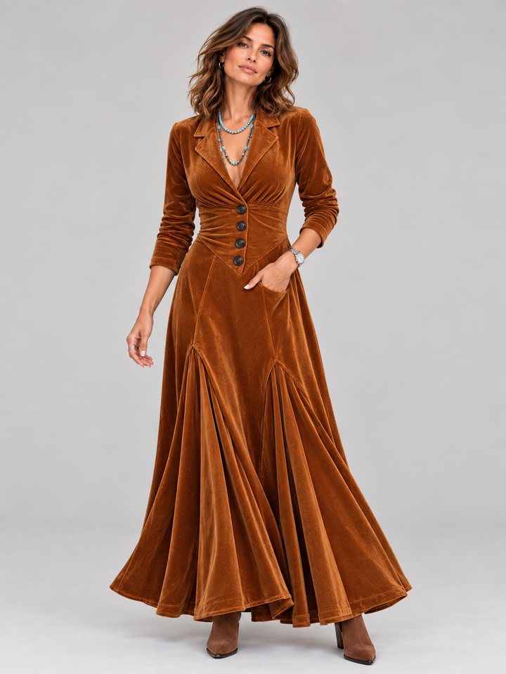 Eliza | Vintage-Style Velvet Maxi Dress