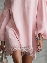 Amélie | Robe asymétrique satinée avec dentelle