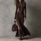 Robe longue zippée avec ceinture