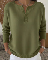 Hélène™ | Pull en tricot avec boutons Henley