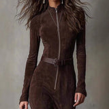 Abito lungo con cerniera e cintura