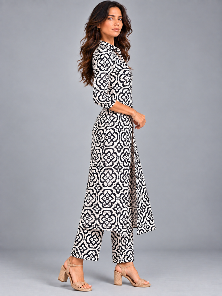 Laura | Elegant Printed Set with Flowing Tunic and Trousers