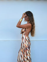 Aurora™ | Abito lungo senza schienale in tessuto morbido e leggero