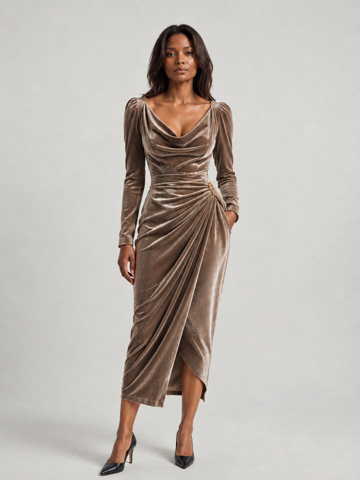 Elsa | Elegant Draped Midi Dress