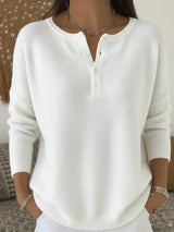 Hélène™ | Pull en tricot avec boutons Henley