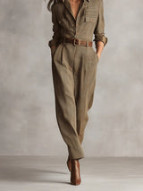 Combinaison à carreaux en tweed marron