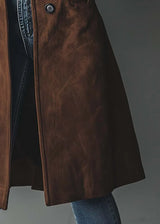 Elegante cappotto in pelle scamosciata 