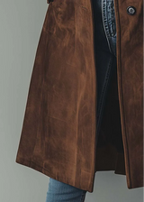 Elegante cappotto in pelle scamosciata 