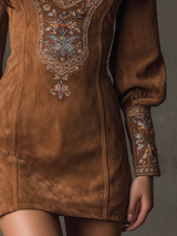 Abito corto effetto scamosciato 