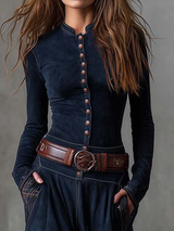 Abito lungo vintage in pelle scamosciata con pannelli a quadri 