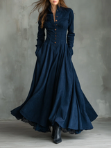 Robe Maxi Élégante Boutonnée
