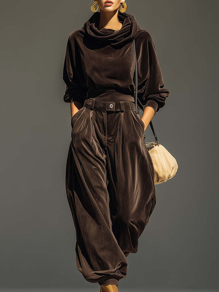 Elegant Velvet Suit with a Flowing Fit
